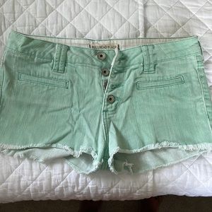 Teal denim shorts